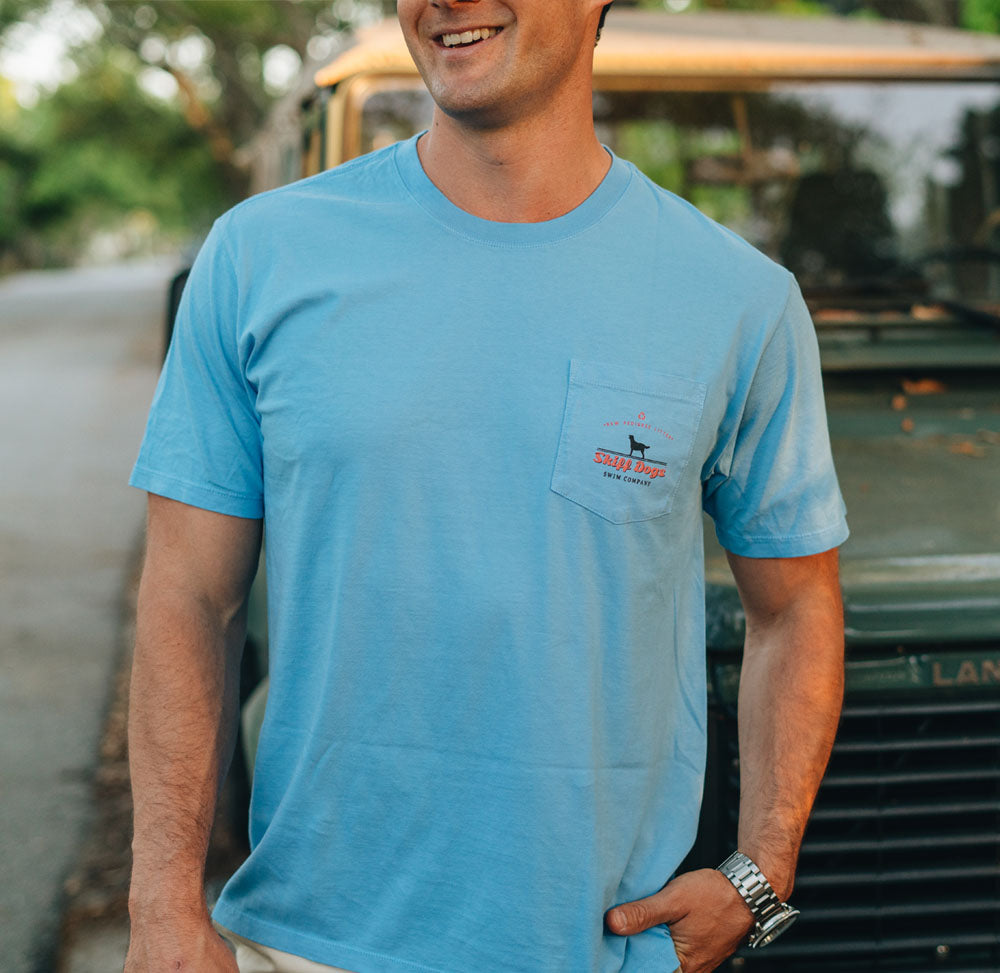 AMERI MINIMAL SHIRT DOCKING KNIT ミント Men's Merrymack River Garment Dyed Chest Pocket T-Shirt