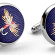 Load image into Gallery viewer, American Made Collared Greens Cufflinks - Silk Navy Made in the USA