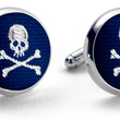 Load image into Gallery viewer, Skull & Crossbones: Woven Silk Cuffllinks - Navy