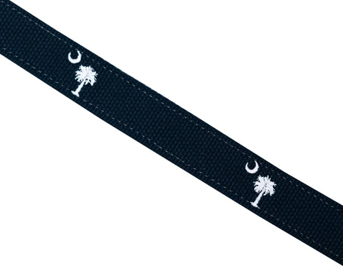 Palmetto Moon: Embroidered Belt - Navy