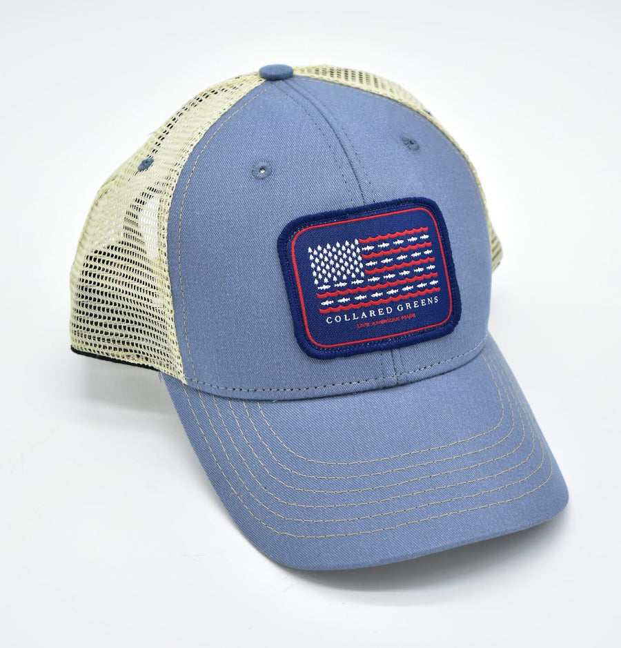 Trout Flag: Badged Trucker Cap - Shoal Blue