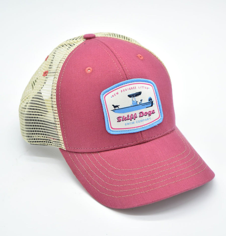 Skiff Dogs Logo: Badged Trucker Cap - Port Side Red