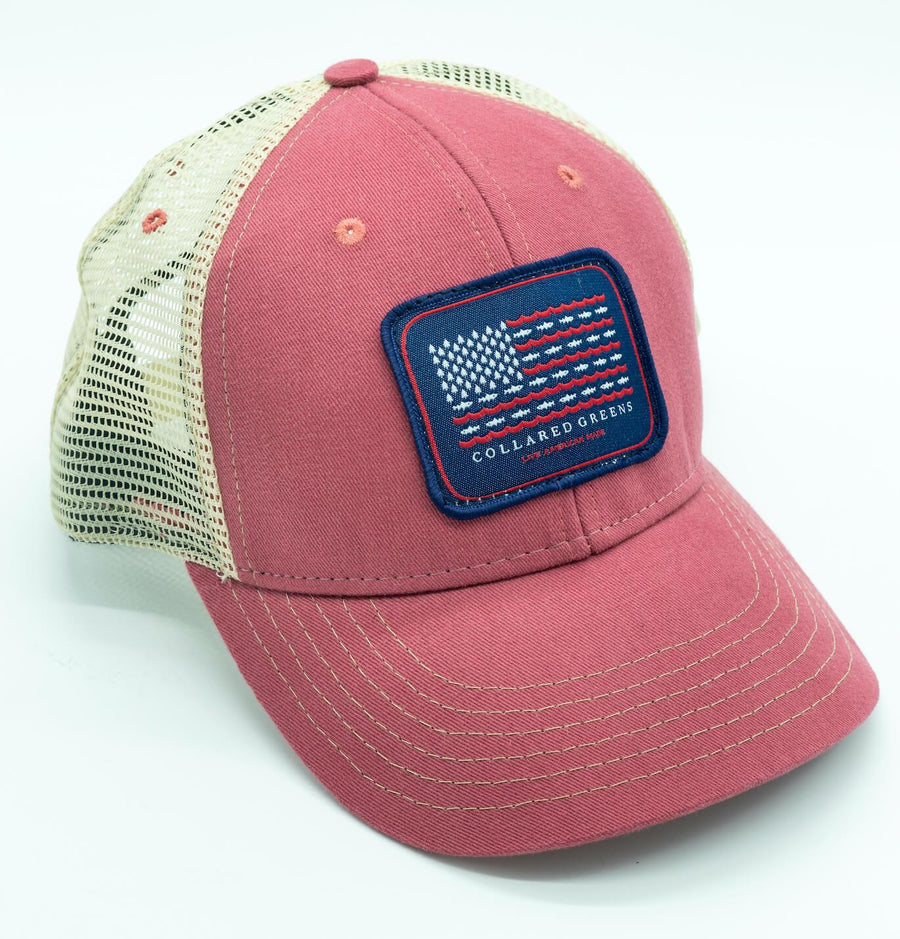 Trout Flag: Badged Trucker Cap - Port Side Red