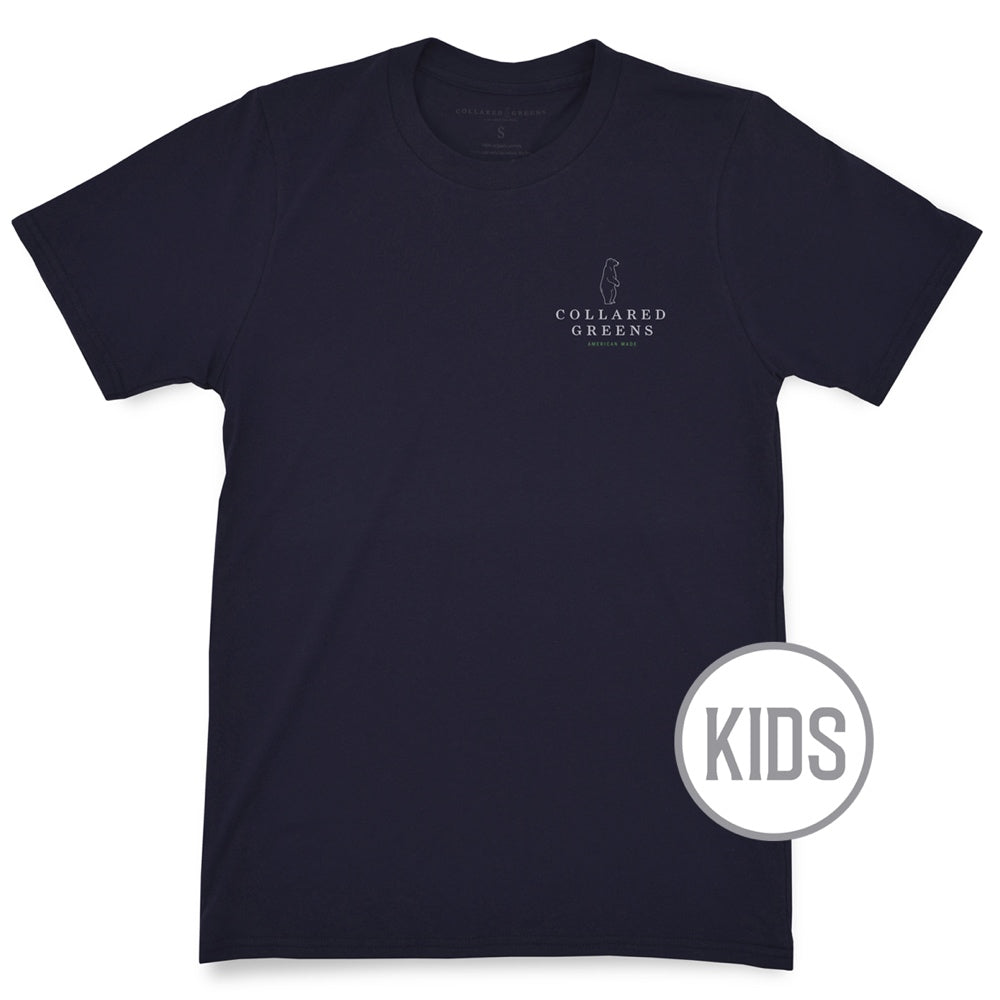 Charleston Blue Crab Kid's Short Sleeve TShirt Navy Collared Greens