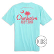Load image into Gallery viewer, Skiff Dogs Hometown: Kid's Short Sleeve T-Shirt - Aquamarine/Fuchsia