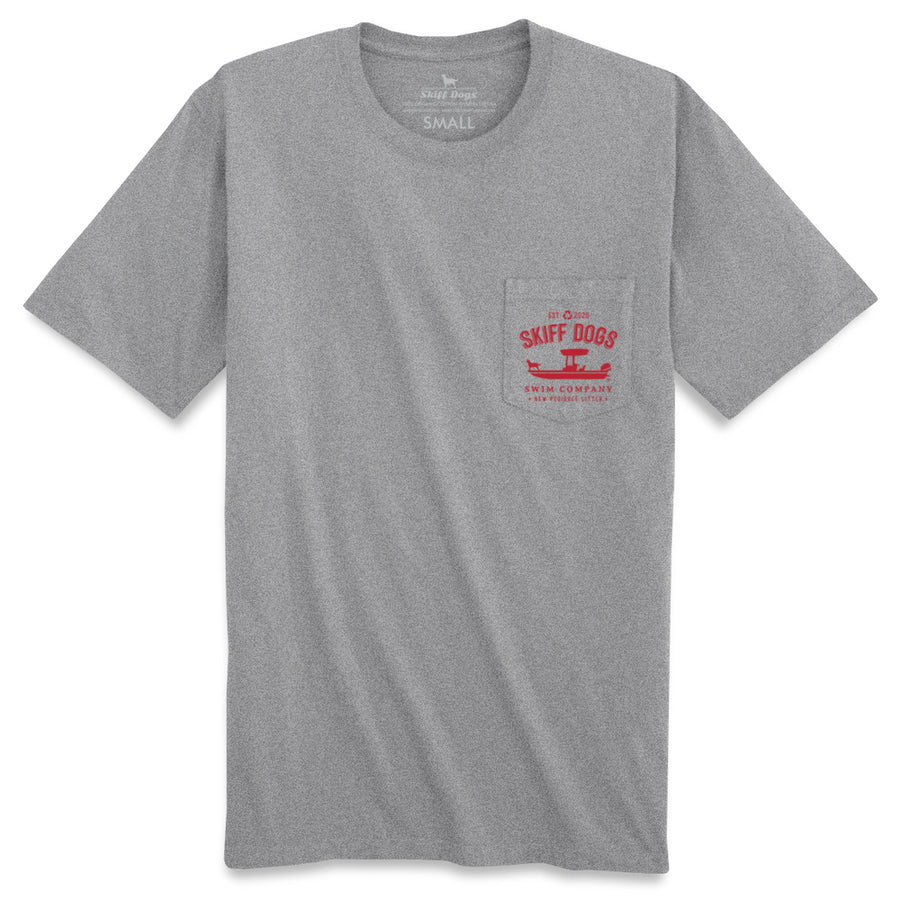 Hang Ten Hound: Pocket Short Sleeve T-Shirt - Gray/Red (S)