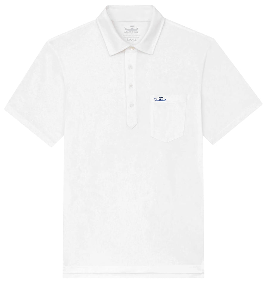Skiff Dogs: Upcycled Surf Polo - White
