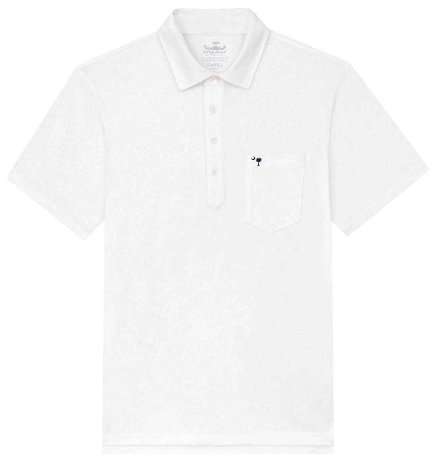Palmetto Moon: Upcycled Surf Polo - White