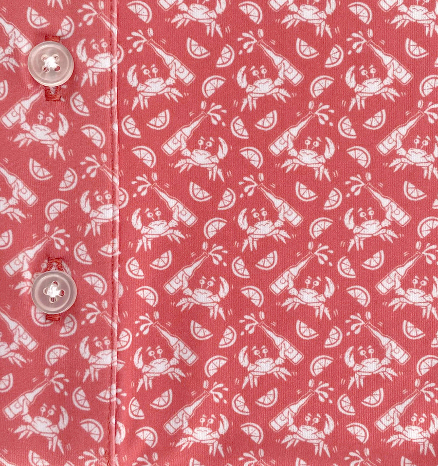 Drunken Crab: Upcycled Club Polo - Coral