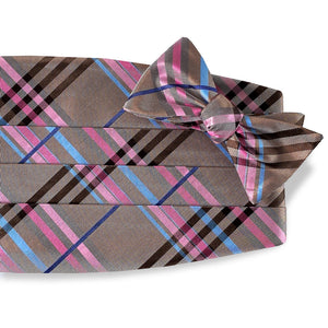 Neapolitan Plaid: Cummerbund Set - Brown