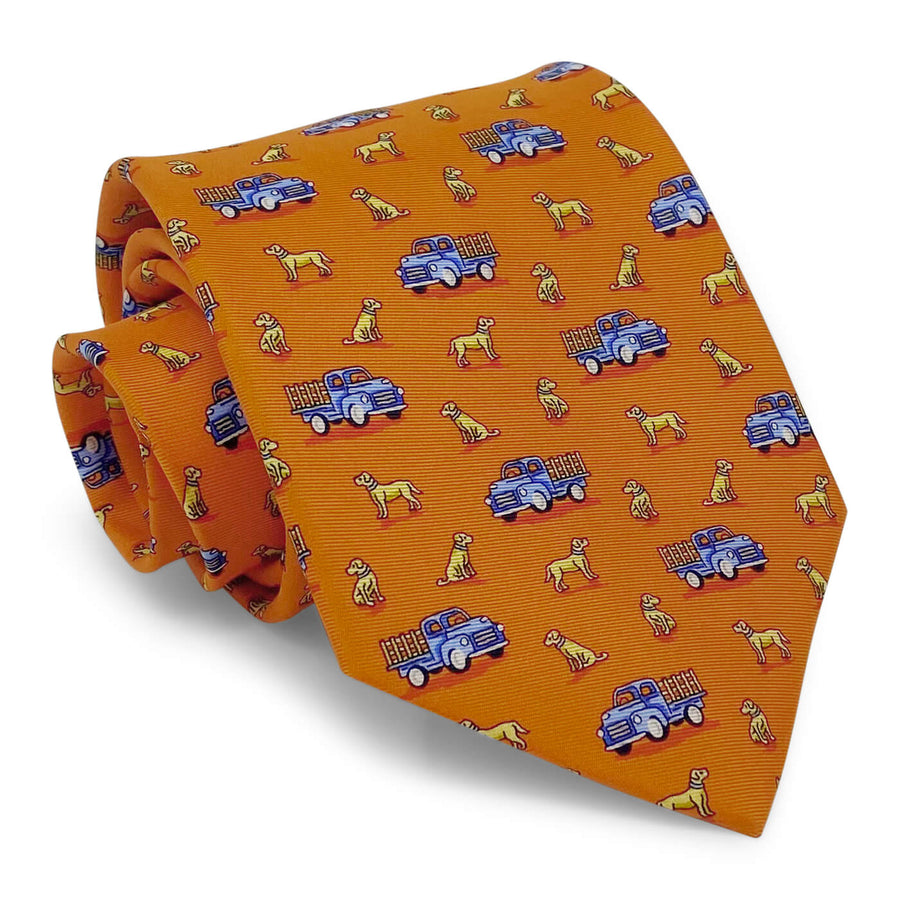 Dogs Love Trucks: Tie - Orange