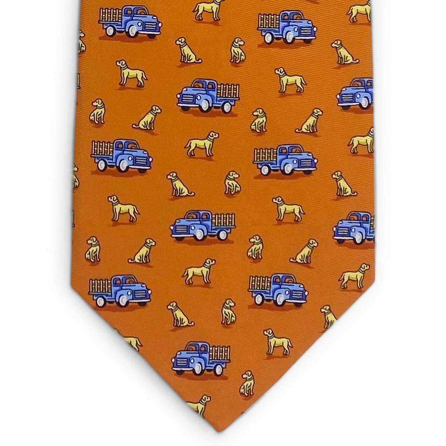 Dogs Love Trucks: Tie - Orange