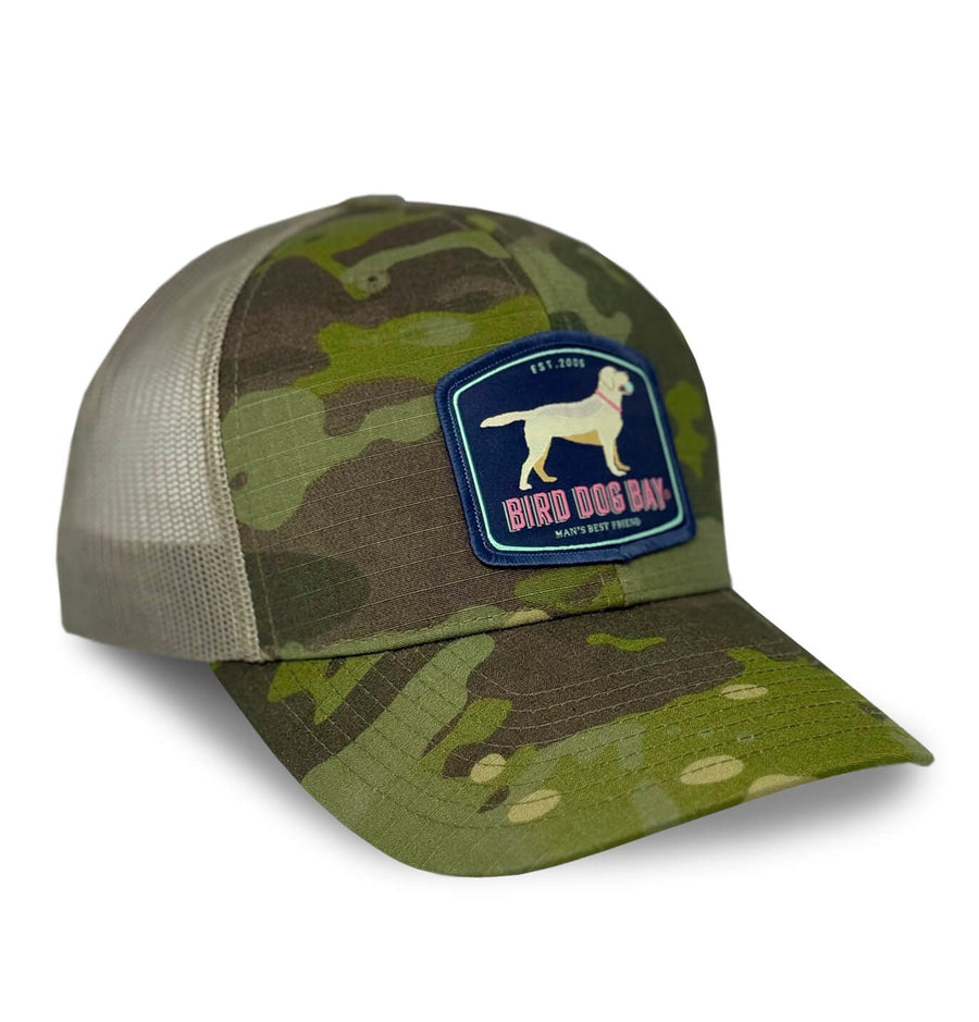 Yellow Lab: Sportsman Trucker Cap - Camo