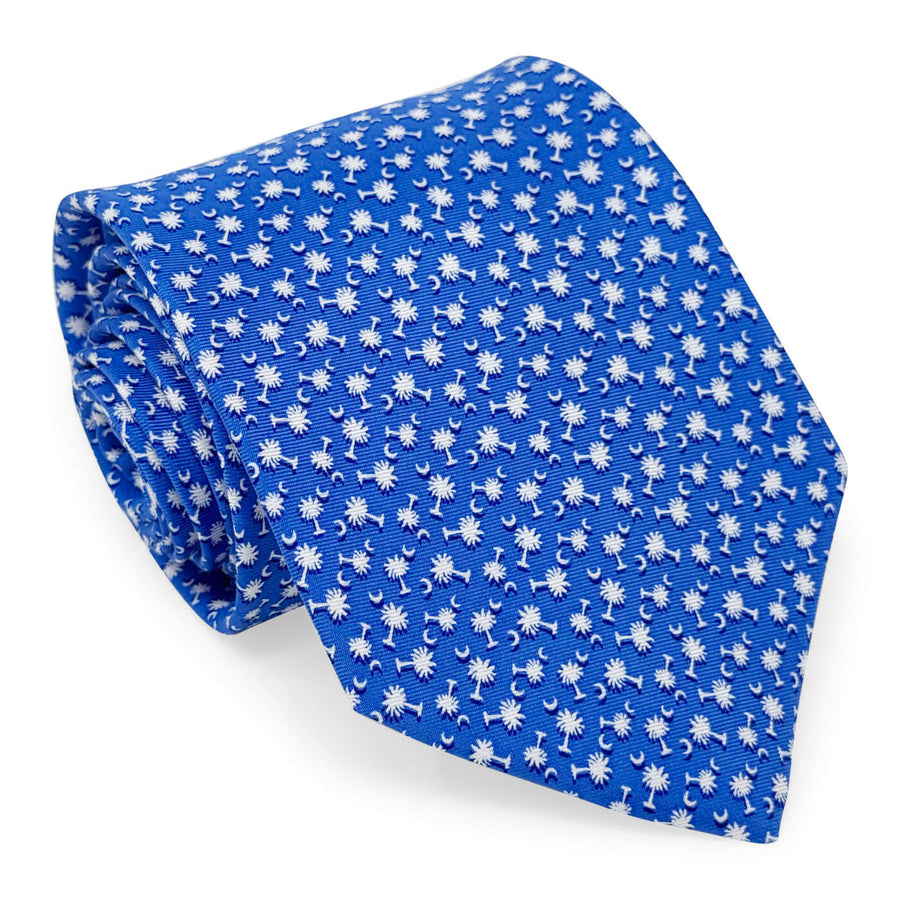 Dancing Palmetto Moon: Tie - Blue