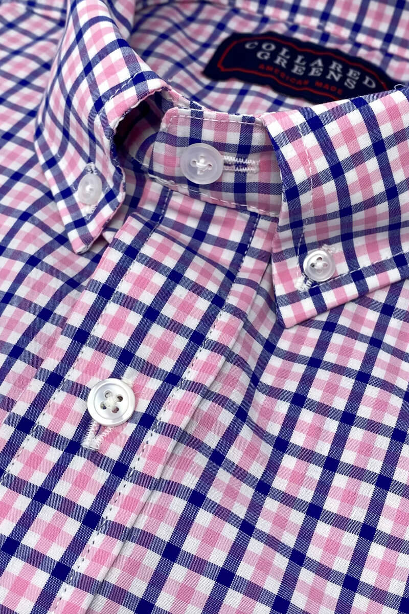 Waverly: Brookline Button Down Shirt - Pink/Navy  Collared Greens
