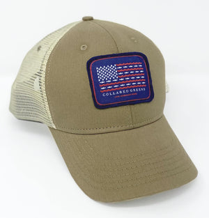 Trout Flag: Badged Trucker Cap - Driftwood