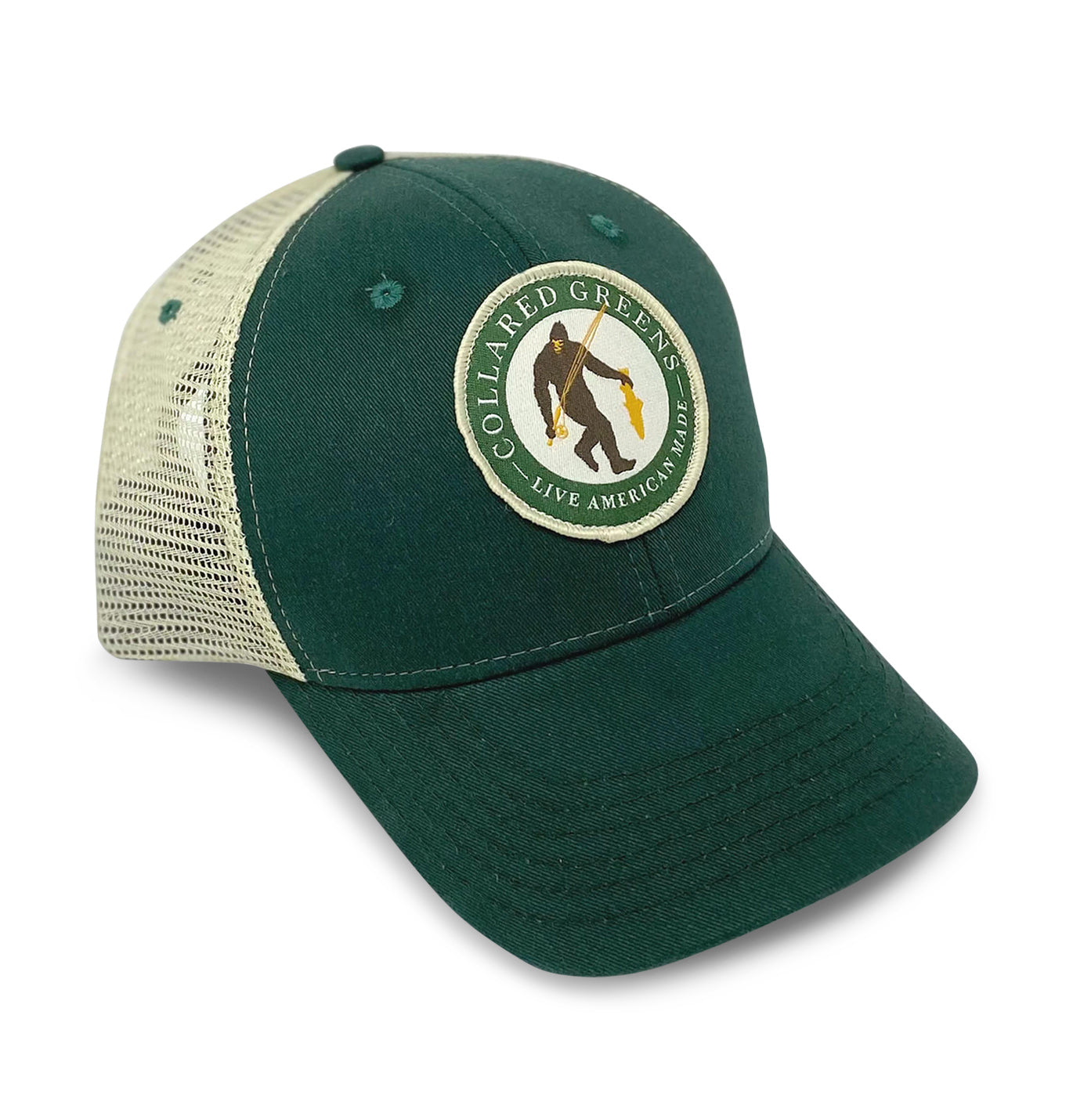 Deep Woods Angler: Badged Trucker Cap - Spruce – Collared Greens