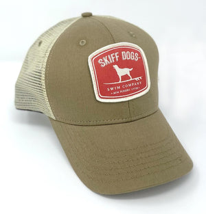 Hang Ten Hound Red: Badged Trucker Cap - Driftwood