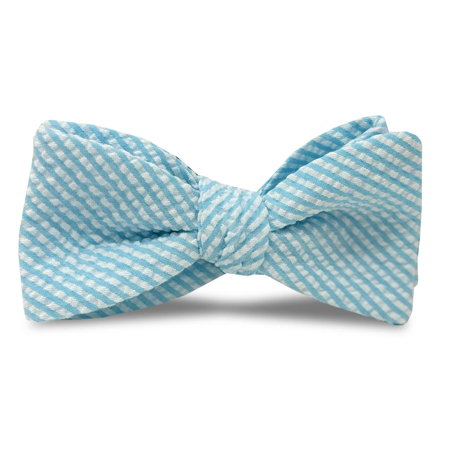 Seersucker: Carolina Cotton Bow - Aqua