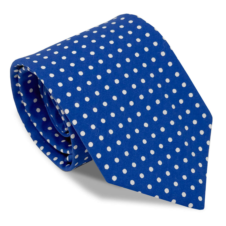 Regimental Spots: Carolina Cotton Tie - Royal Blue/White