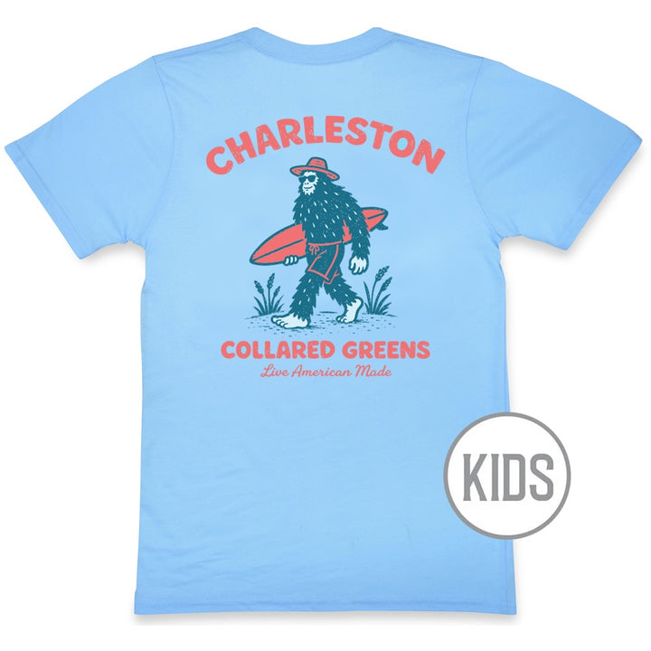 Surfin' Sasquatch: Kid's Short Sleeve T-Shirt - Carolina