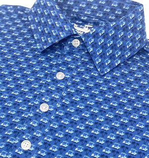 Fairway Fliers: Upcycled Club Polo - Mid-Blue
