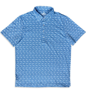 Drunken Crab: Upcycled Club Polo - Mid-Blue