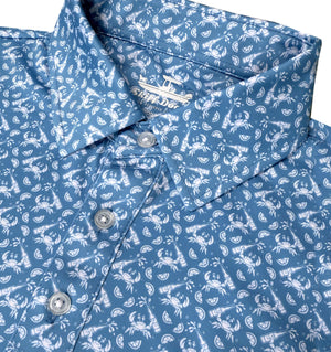 Drunken Crab: Upcycled Club Polo - Mid-Blue
