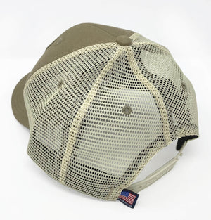 Hang Ten Hound Blue: Badged Trucker Cap - Driftwood