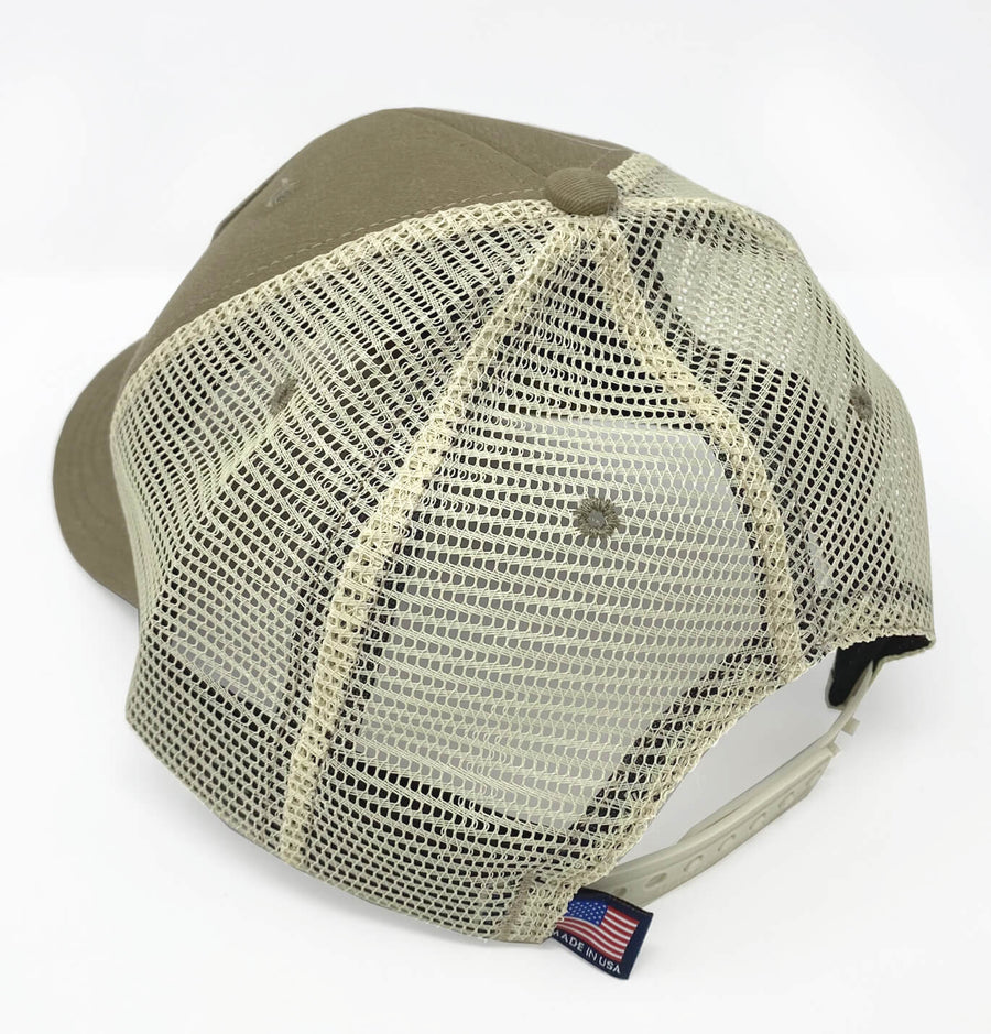 Hang Ten Hound Blue: Badged Trucker Cap - Driftwood
