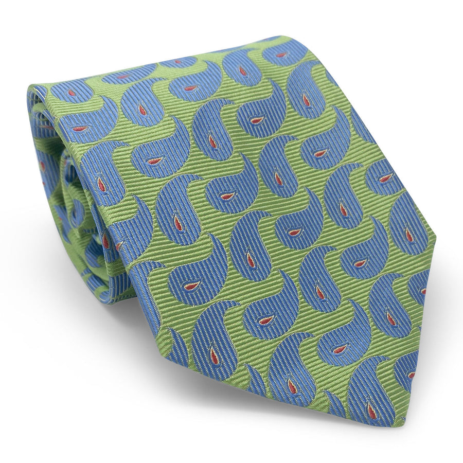 Bespoke Downstream Paisley: Tie - Green