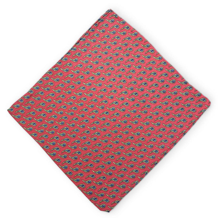 Spring Paisley: Silk Pocket Square - Red