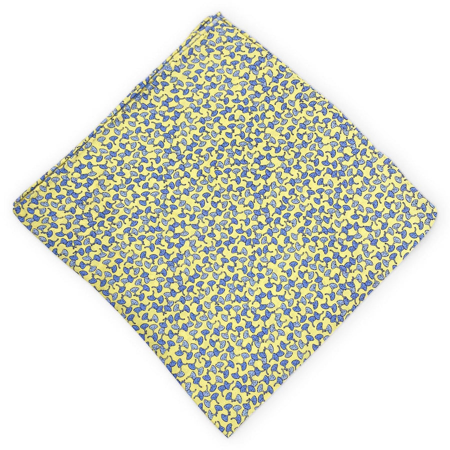 Gingko II: Silk Pocket Square - Yellow