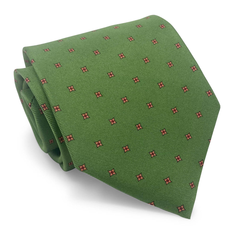 Square Foulard: Tie - Green/Pink