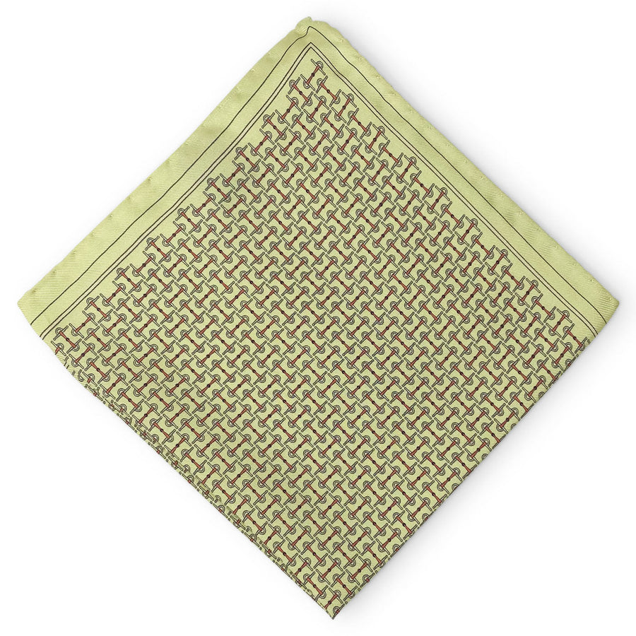 Light Horsebit: Silk Pocket Square - Light Green