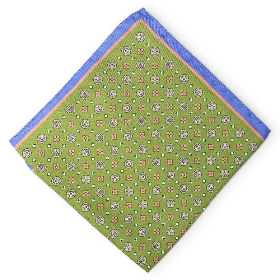 Medallions: Silk Pocket Square - Blue/Green