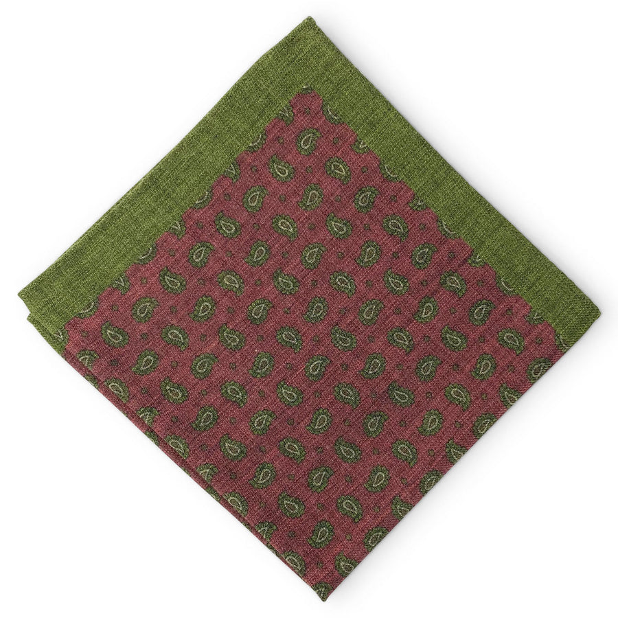 Pines: Silk/Wool Pocket Square - Green