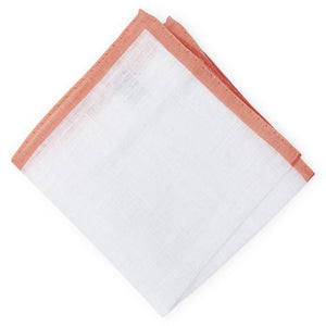 Borders: Linen Pocket Square - Coral