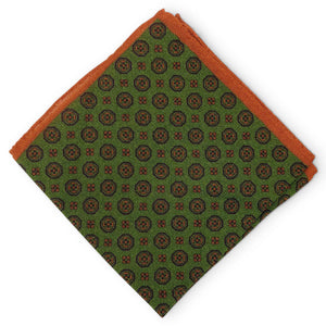 Medallions: Silk/Wool Pocket Square - Orange