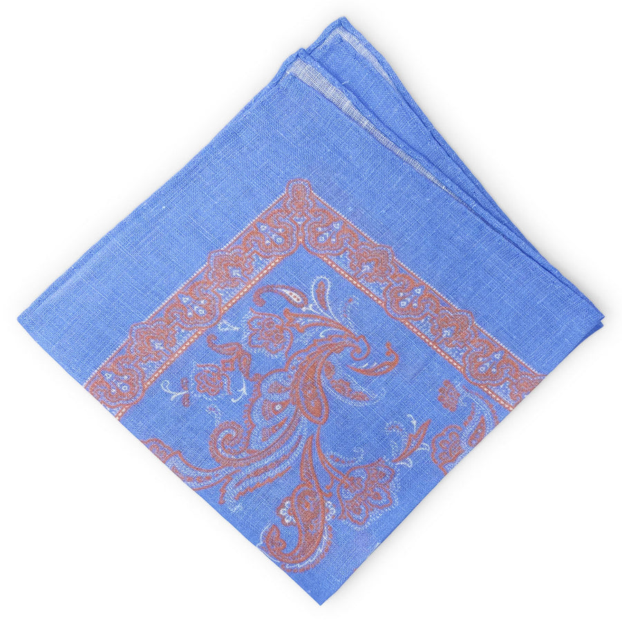 Elbow Beach: Linen Pocket Square - Blue