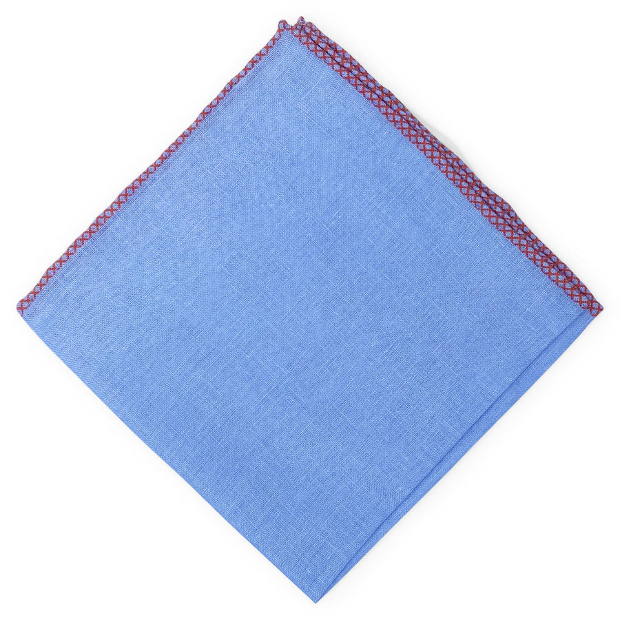 Half Moon: Linen Pocket Square - Blue/Red