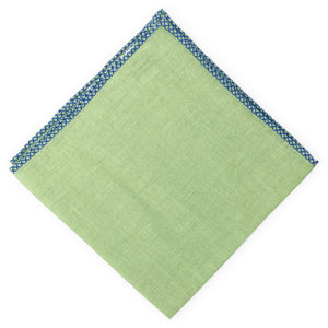 Half Moon: Linen Pocket Square - Green/Blue