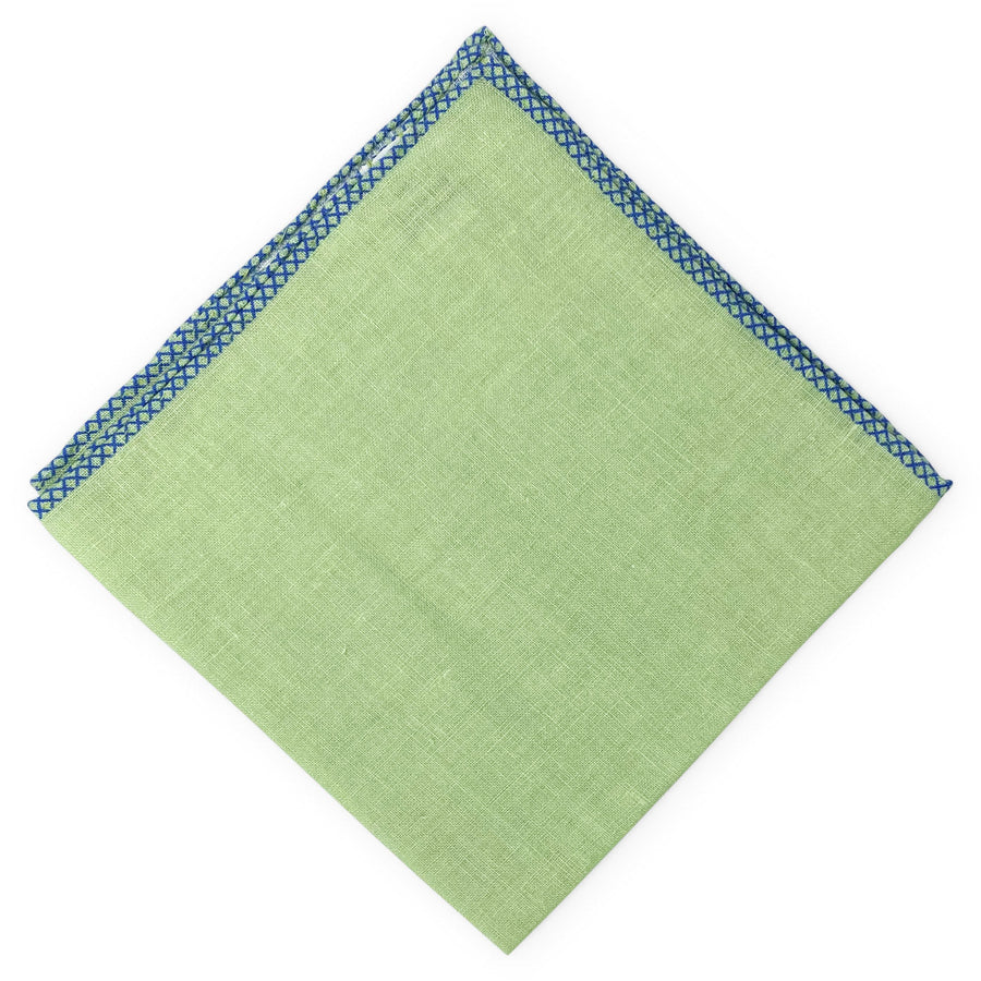 Half Moon: Linen Pocket Square - Green/Blue