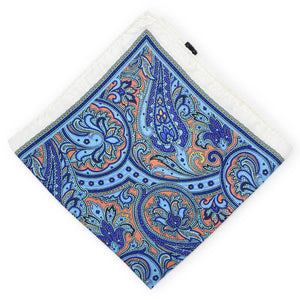 Island Harbor: Silk Pocket Square - White/Blue