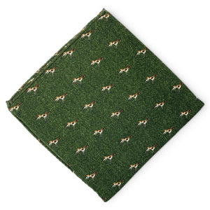 Herringbone Hunter: Wool Pocket Square - Green