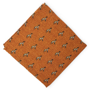 Herringbone Hunter: Wool Pocket Square - Orange