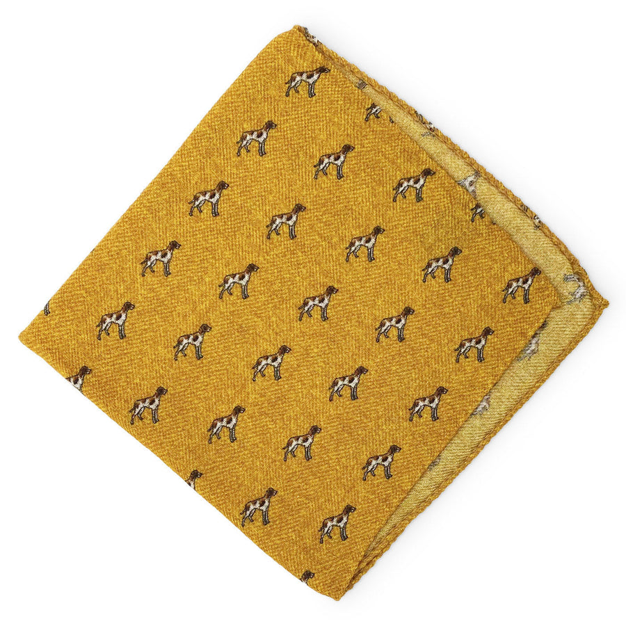 Herringbone Hunter: Wool Pocket Square - Yellow