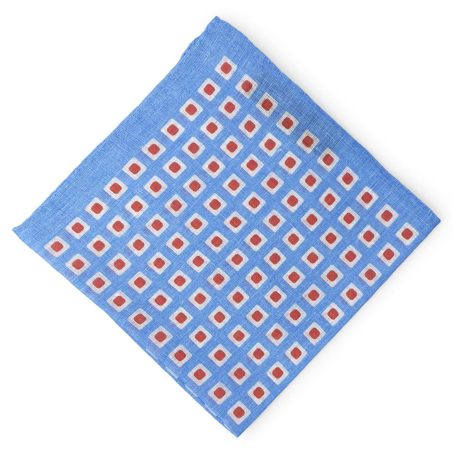 Chicklets: Linen Pocket Square - Blue/Red