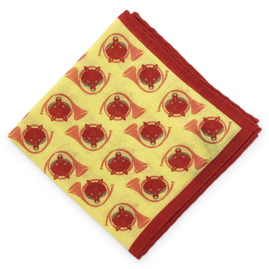 Fox & Horn: Silk/Wool Pocket Square - Yellow