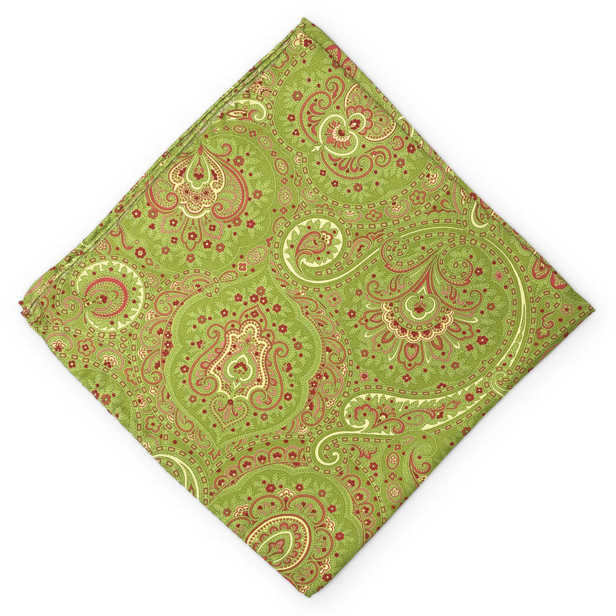 Paisley: Silk Pocket Square - Green